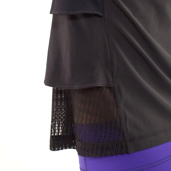 Lululemon Sun Runner Hybrid 1/4 Zip Pullover Top Black Grey Ruffle Mesh Size 8 - Picture 6 of 16